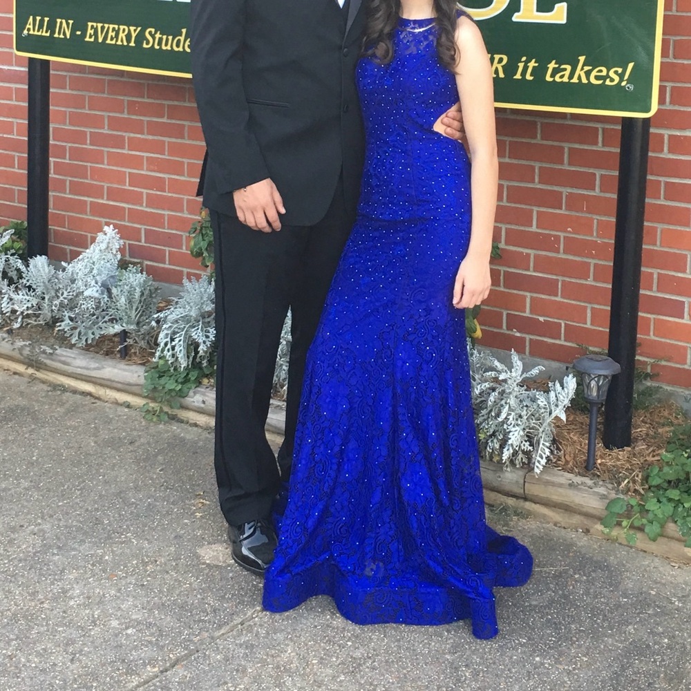 Royal Blue Beaded Prom Dress - Sleeveless Mermaid Gown